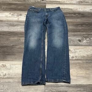 Levis 514 Red Tab Faded Mid Wash Blue Mens 33x30 Straight Leg Denim Jeans Casual